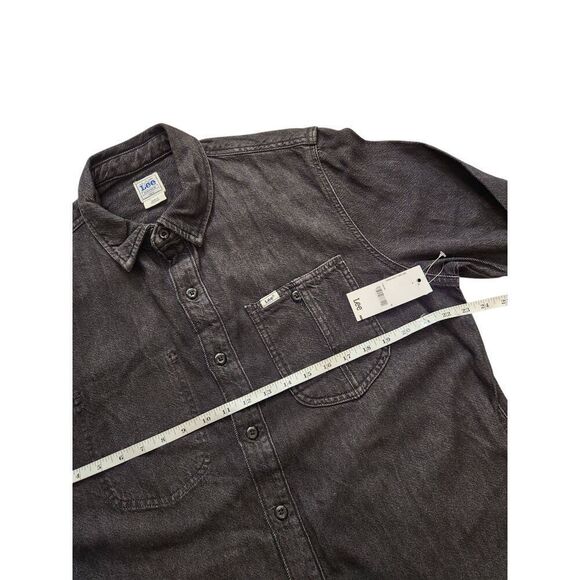 NWT Lee Men's Medium Very Loose Fit Denim Overshirt Grey/Black heavy pockets - Picture 3 of 9